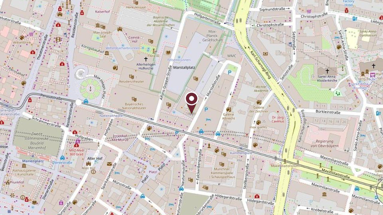 Karte mit dem Standort des Büros München, Maximilianstraße 13